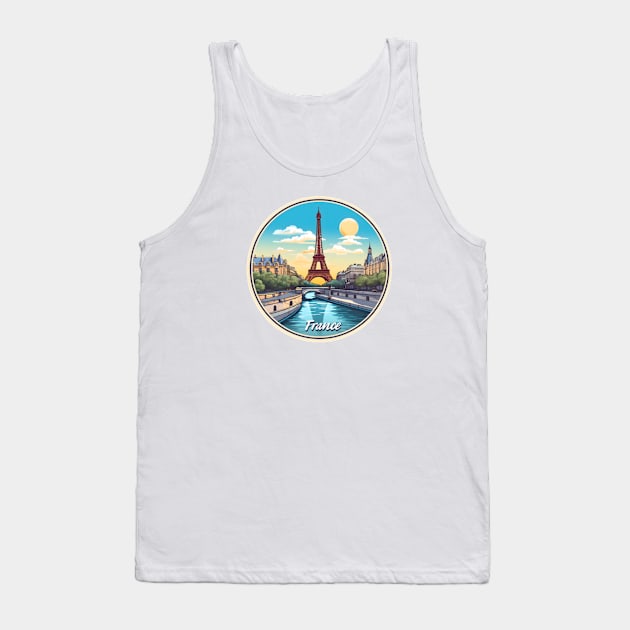 Seal of France, Eiffel Tower, River Seine Tank Top by 8 Arts